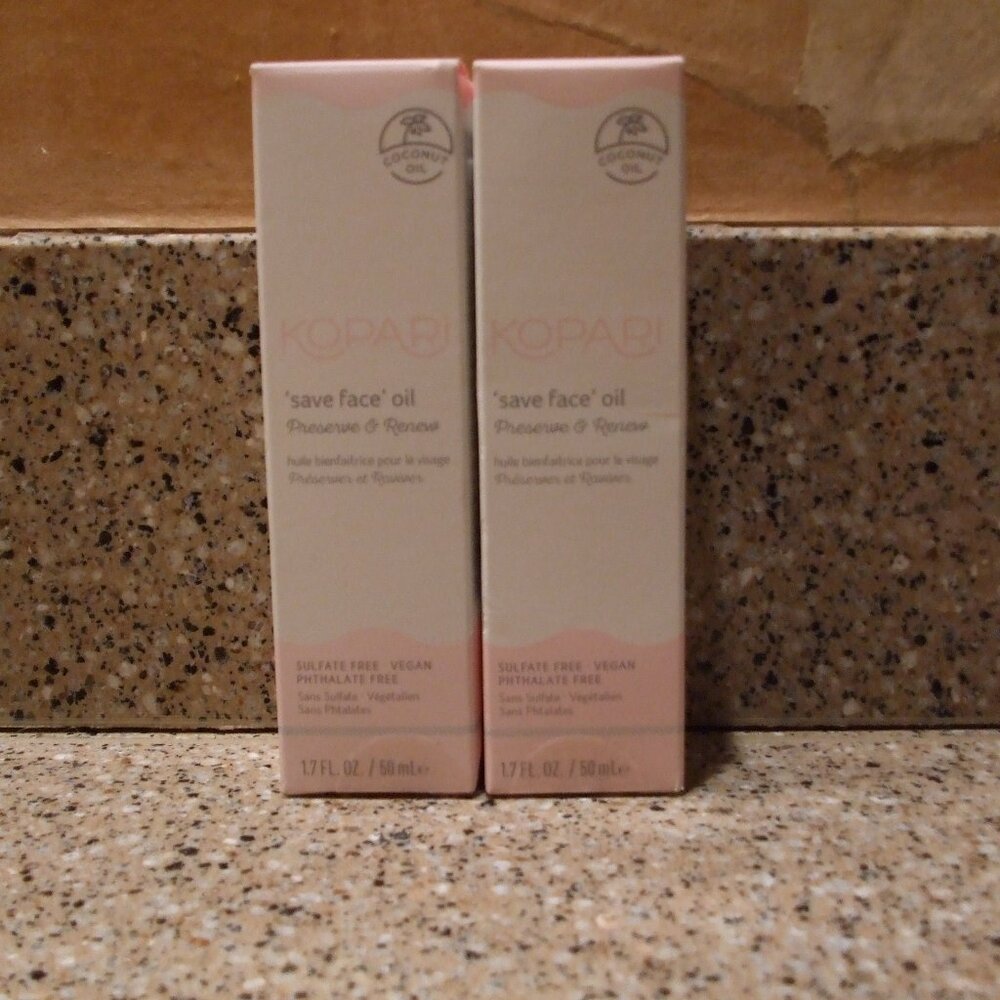 Kopari 2 " Save Face "  Preserve and Renew Coconut Face Oil! NIB!